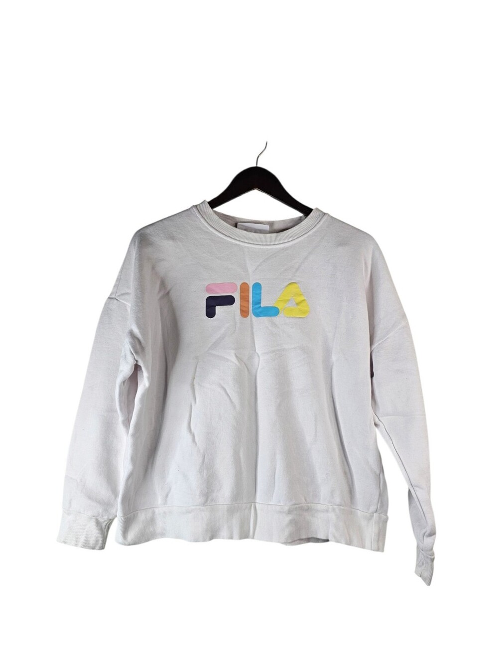 FILA Women's Large White Multicolor Logo Crewneck Sweatshirt Pullover - Picture 2 of 5